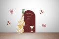 Martini cocktail-themed adult birthday decoration kit with black, gold, white, and rose balloon garland