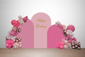 Pink Theme premium birthday decoration kit with hot pink, blush, and rose gold metallic balloon garland